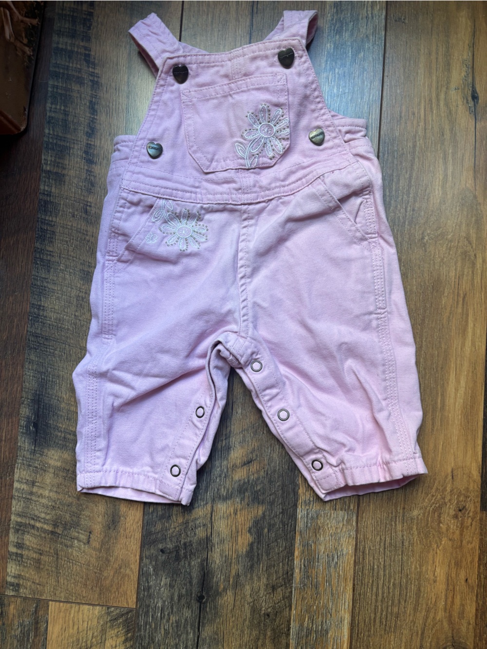 Carhartt embroidered floral accents pink bib overalls infant size 3 months